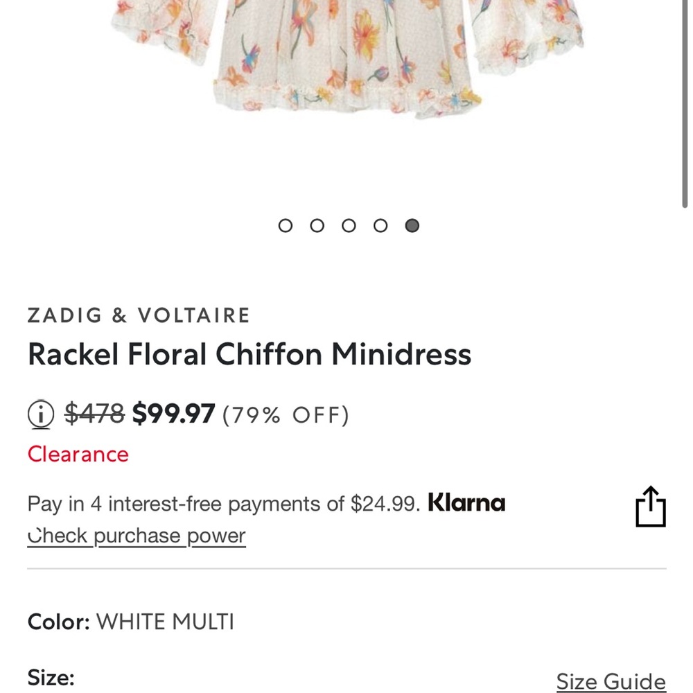 NWT Zadig and Voltaire Rackel Floral Chiffon Mini Dress - Picture 5 of 7